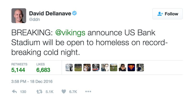 Illustration for article titled Two Random Dudes Started A Twitter Rumor About The Vikings Sheltering The Homeless And A Lot Of People Bit